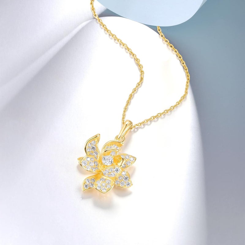 Santuzza Sterling Silver Gemstone Flower Pendant for Women - Image 3